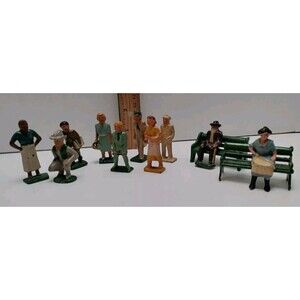 Vtg 12 PC Set Of Mini Lead Toy People Dime Store